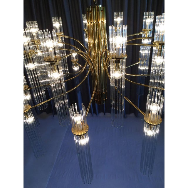 Metal 1970s Gaetano Sciolari Brass & Glass Chandelier For Sale - Image 7 of 9