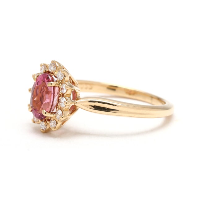 Jabel .95ctw Pink Tourmaline & Diamond Ring, 18k Yellow Gold, Ring Size 5 For Sale - Image 4 of 6