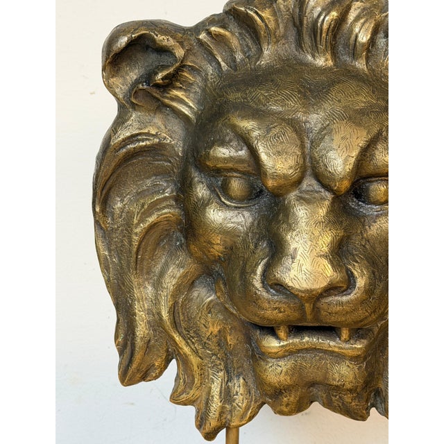 Large Finely Cast Bronze Lion Mask, Museum Mounted 20th Century For Sale - Image 10 of 15