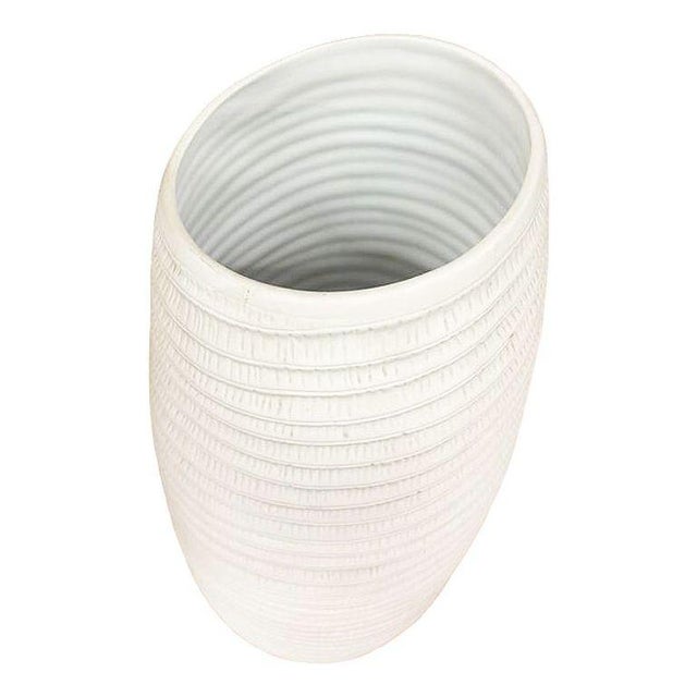 Ribbed Textured Coiled "Coco" Ceramic Vase W/ Matte Finish by Bahari For Sale - Image 4 of 10