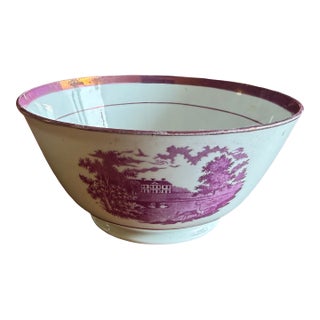 Rare Antique Pink Lustre and Bat Printed Pearlware Waste Bowl, Attributed to Thomas Wolfe, Circa 1805 For Sale