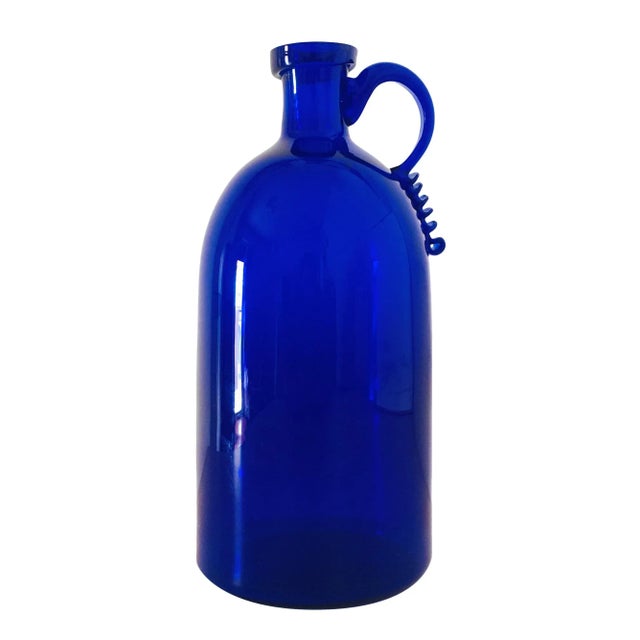 Blue Bottle with Profiled & Polished Edge Attributed to Vittorio Zecchin for A.VE.M, 1940s For Sale - Image 9 of 9