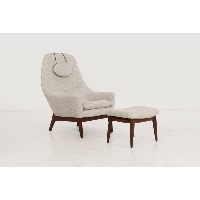 Danish Modern Lounge Chair and Ottoman 1960s For Sale - Image 4 of 12