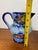 Vintage Vestal Alcobaca Portugal Pottery Hand Painted Floral Blue Pitcher For Sale - Image 10 of 10