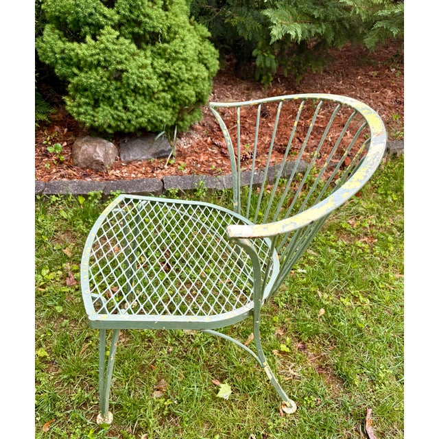 1950s Woodard Pinecrest Wrought Iron Patio Dining Chairs - Set of 4, Attrbiuted For Sale - Image 9 of 11