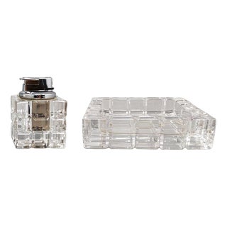 Smoking Set in Crystal by Colle, Italy, 1970s, Set of 2 For Sale
