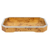 Image of Midcentury Wood and Chrome Serving Tray by Tommaso Barbi, 1970s For Sale