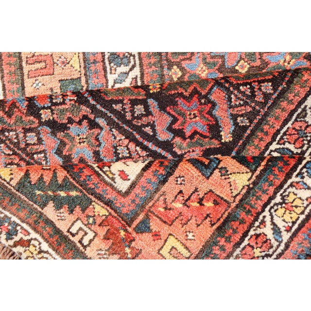Antique Kurdish Runner With All-Over Geometric Design on a Blue Background 3'9 X 13'7 For Sale - Image 11 of 12