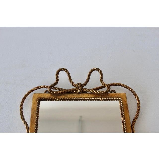 Vintage Italian Style Regency Gilt Twisted Rope and Tassel Wall Mirror For Sale - Image 12 of 14