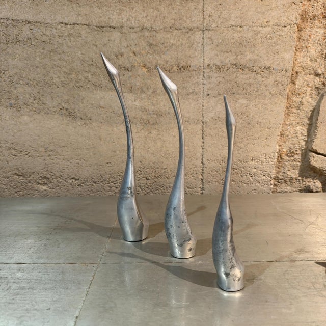 Vintage Modernist Aluminum Bird Figurines Set of (3) Alcan Hoselton Canada Sculptures For Sale - Image 4 of 10