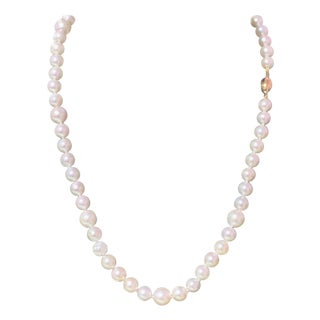 Akoya Pearl Necklace 14k Gold Certified For Sale