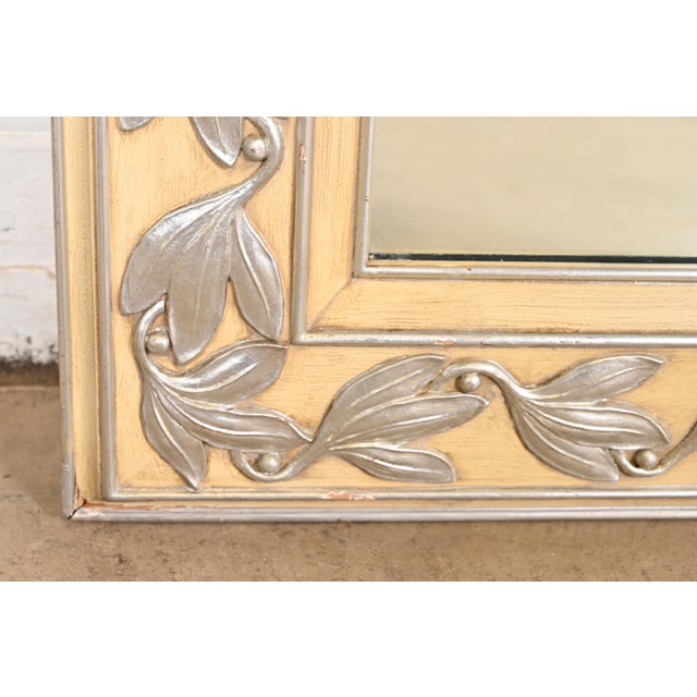 John Widdicomb French Regency Louis XVI Carved Painted Wall Mirror, 1950s For Sale - Image 9 of 12