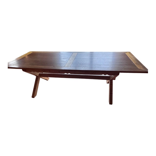 Vintage A. Brandt Oak 8-Foot Trestle Dining Table With Drawers For Sale