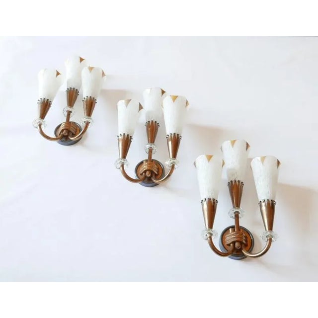 Mid-Century Wall Sconces from Lunel, Set of 3 For Sale - Image 10 of 11