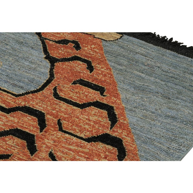 2010s Rug & Kilim’s Modern Tiger Pictorial Rug Design in Burnt Orange and Blue For Sale - Image 5 of 7