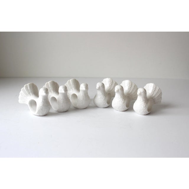 Beautiful set of 6 vintage white porcelain dove napkin rings. Great vintage shape, no chips or cracks detected.