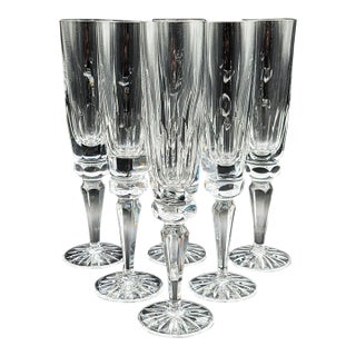 Ceska Regency Crystal Champagne Flutes, Set of 6 For Sale