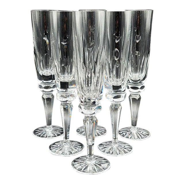 Ceska Regency Crystal Champagne Flutes, Set of 6 For Sale