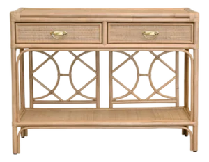 Matthew Izzo Home Gideon Natural Rattan Two Drawer Console