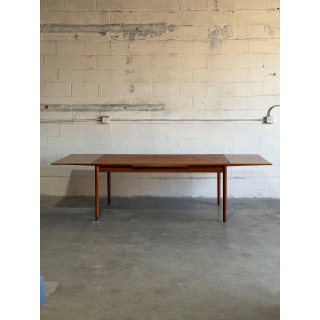 Am Teak Extendable Dining Table With Two Pull-Out Leaves Danish Mid-Century Modern 1960s For Sale - Image 11 of 14