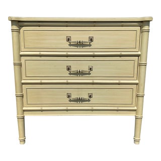 Vintage Henry Link Bali Hai Hollywood Regency Dresser Chest Nightstand With Faux Bamboo and 3 Drawers For Sale