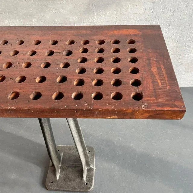 1940s Custom Industrial Cast Iron and Pine Counter Console Table For Sale - Image 10 of 10