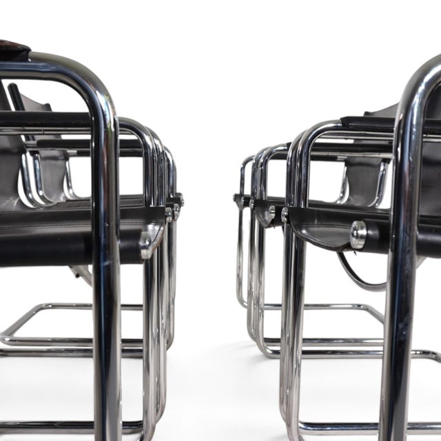 Visitor Chairs in Leather and Chrome by Mart Stam and Marcel Breuer for Matteo Grassi, 1970, Set of 6 For Sale - Image 15 of 18