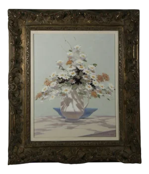 Mid 20th Century Floral Still Life Oil Painting, Framed
