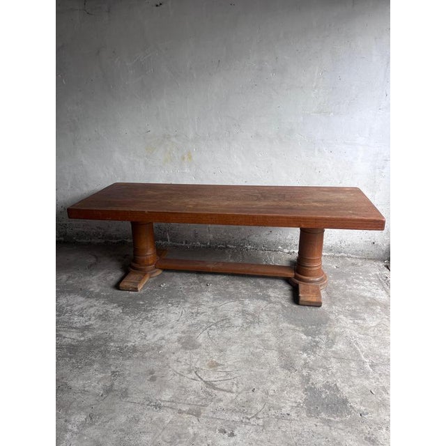French Art Deco Oak Refectory Table, 1930 For Sale - Image 4 of 17