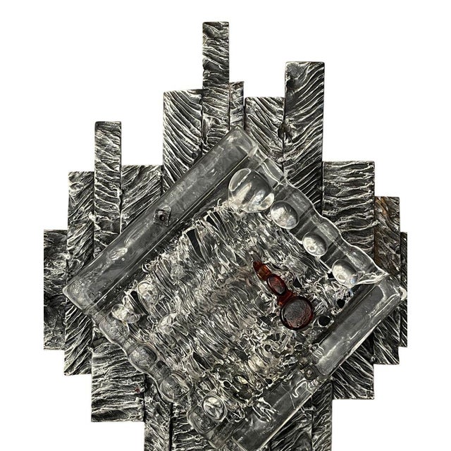 Pair Italian Brutalist Glass Sconces by Albano Poli for Poliarte Italy, 1970's. For Sale In Los Angeles - Image 6 of 11