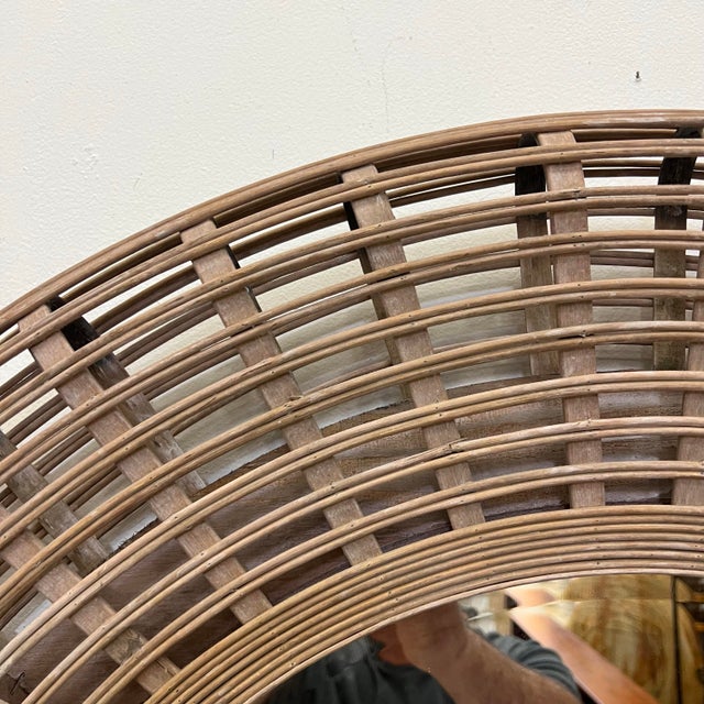 Late 20th Century Vintage Coastal Split Reed Mirror For Sale - Image 5 of 11