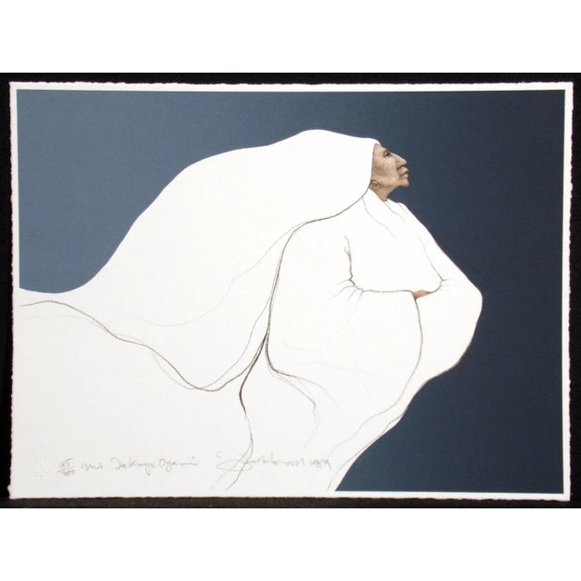 Frank Howell "Mi Takuye Oyacin" Hand Signed Lithograph by Native American Artist 1989 Unframed For Sale
