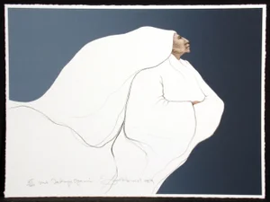 Frank Howell "Mi Takuye Oyacin" Hand Signed Lithograph by Native American Artist 1989 Unframed