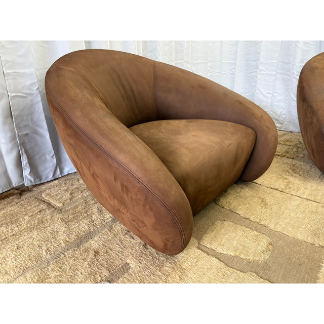 Rh Reyna Leather Swivel Chairs (Set of 2) For Sale - Image 16 of 18