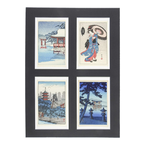 Mid 20th Century Miniature Japanese Wood Block Prints