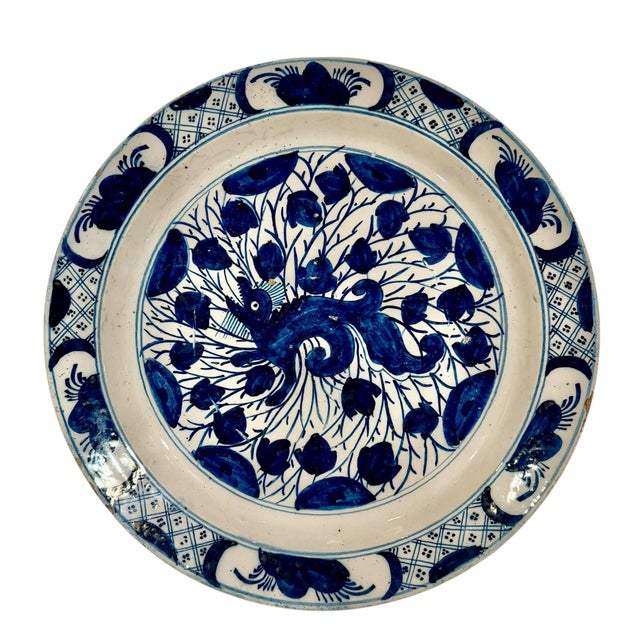 Asian 18th Century Dutch Delftware Blue and White Dragon Charger, Circa 1700 For Sale - Image 3 of 5