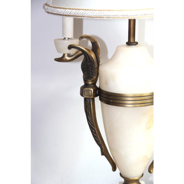 1950s Vintage Italian Alabaster and Brass Table Lamp, 1950s For Sale - Image 5 of 13