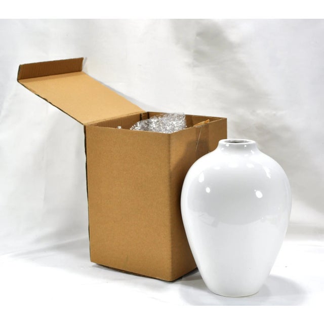 Minimalism Willowy Pure White Ceramic Vases in Boxes- Set of 6 For Sale - Image 3 of 9