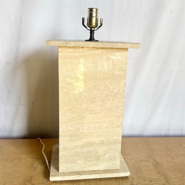 Vintage Travertine Table Lamp For Sale In Miami - Image 6 of 9