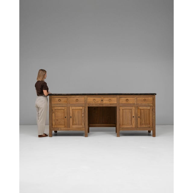 1900s French Provincial Wooden Buffet with Drawers and Cabinet Storage For Sale - Image 18 of 18