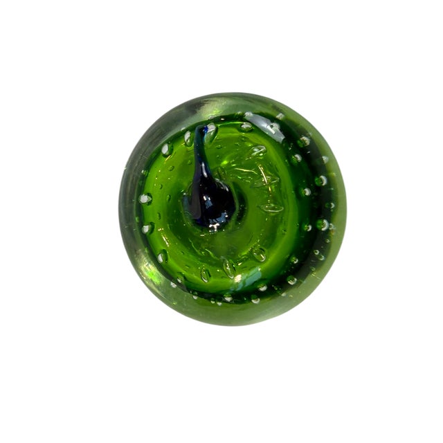 1970's Vintage Murano Glass Style Green Apple Paperweight For Sale - Image 10 of 12