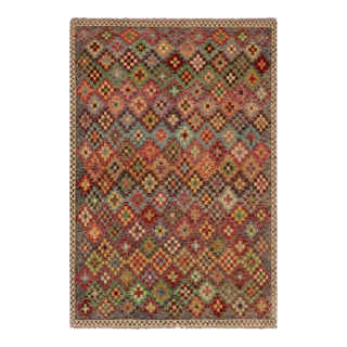 Shabby Chic Balochi Gray/Red Wool Rug - 4'10''x6'9'' For Sale