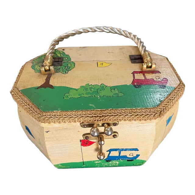 Wooden Vintage Children's Basket With Handle For Sale