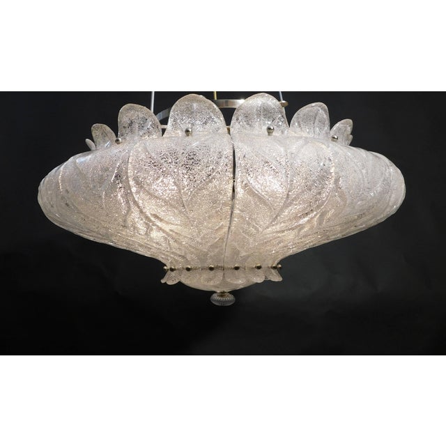 1960s Italian Clear Graniglia Murano Leaves Flush Mount For Sale - Image 6 of 10