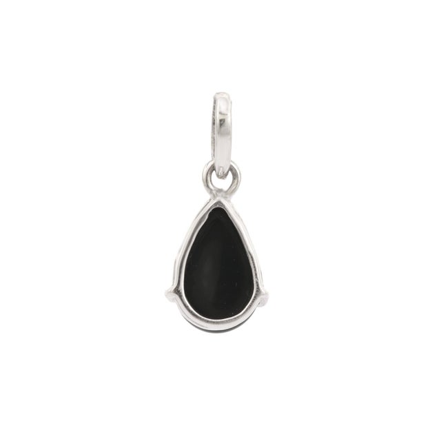 Classic Pear-Cut Cabochon Black Onyx Charm Pendant in 925 Sterling Silver For Sale - Image 6 of 11