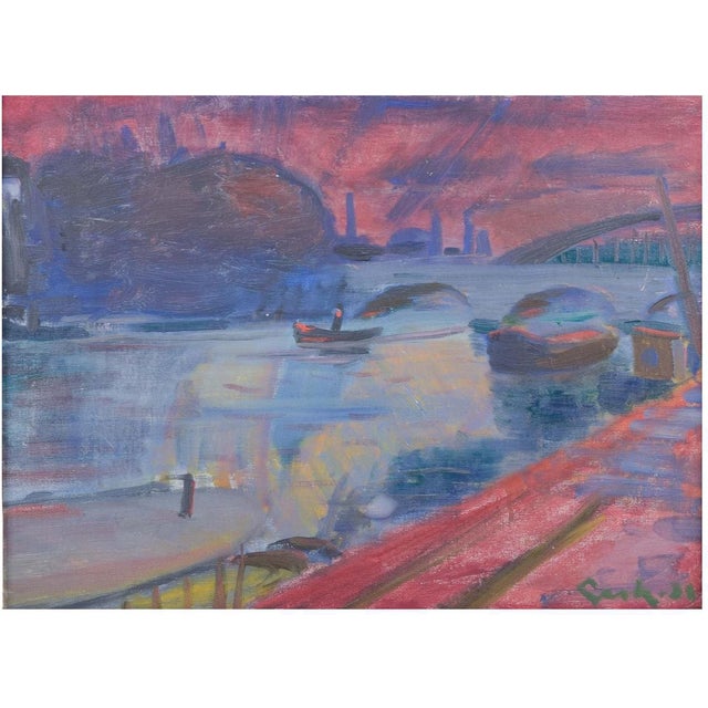 Gerhard Lundberg, La Seine, Paris, Oil on Canvas, 1938 For Sale