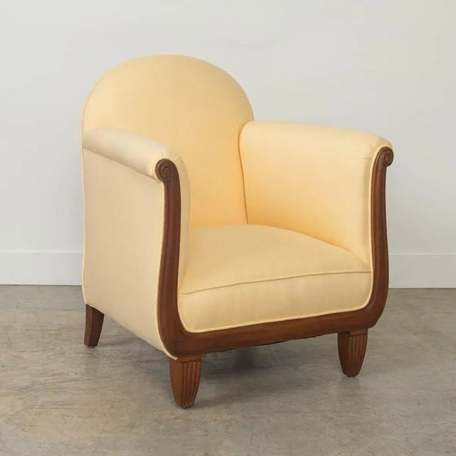 Yellow French 1920s Art Deco Club Chair For Sale - Image 8 of 16