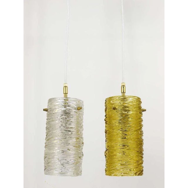 Mid-Century Modernist Glass Tube & Brass Pendant Lamp attributed to J. T. Kalmar for Kalmar, Austria, 1950s For Sale - Image 10 of 11