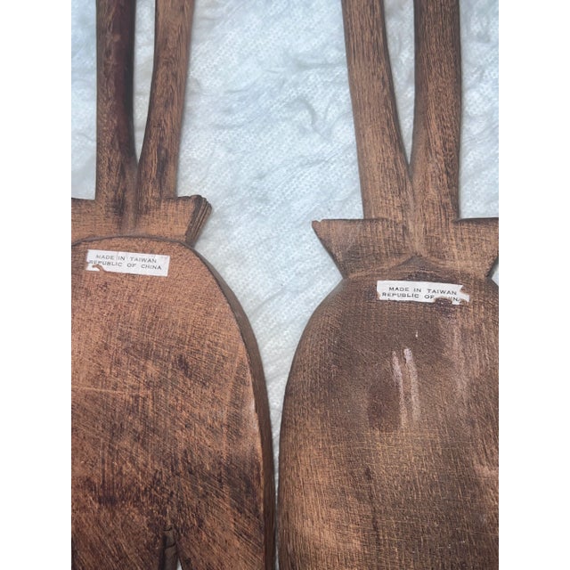 Wood African Carved Spoon and Fork Decor - Set of 2 For Sale - Image 7 of 8