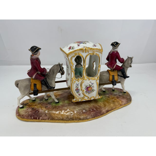 Brown 19th Century, German Porcelain Horse Drawn Sedan Chair & Riders by Samson & Cie For Sale - Image 8 of 12